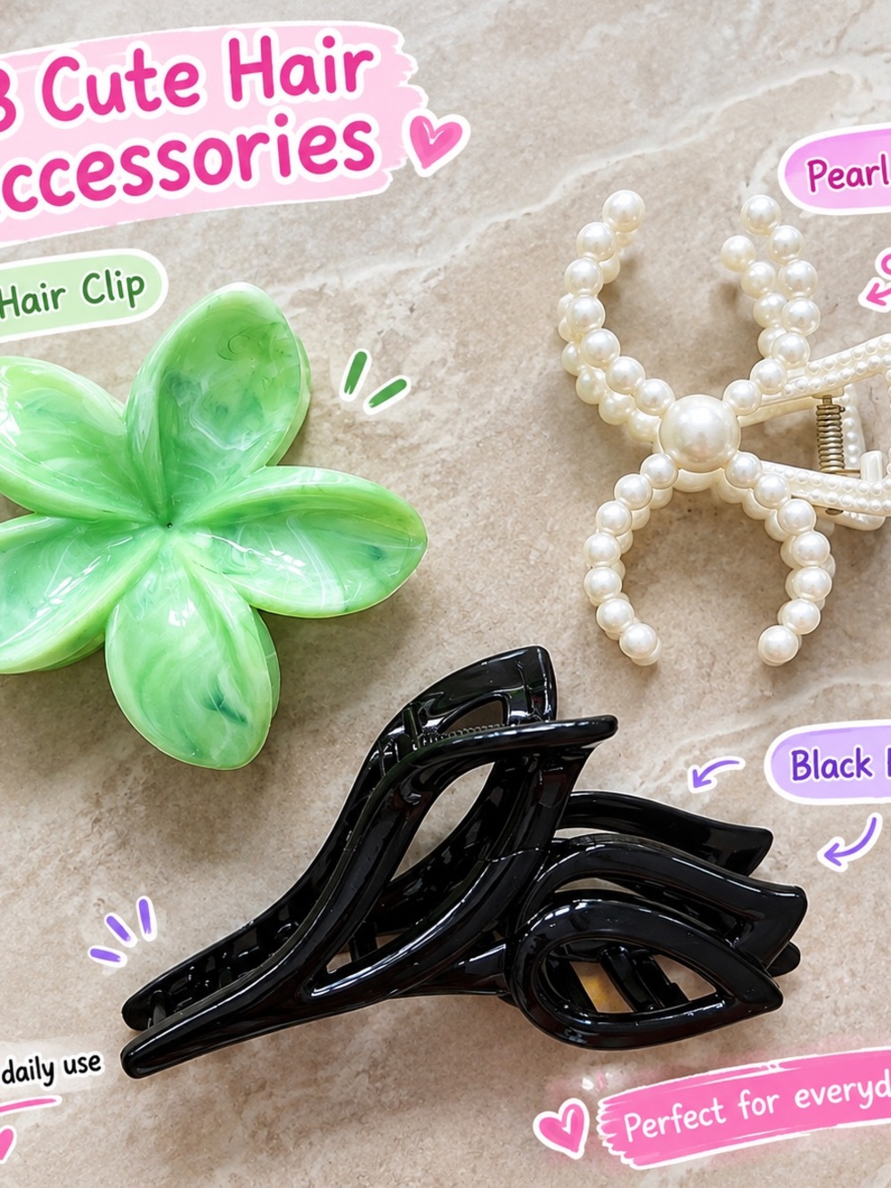 Women’s Black Hair Claw Clip - Classic Everyday Style